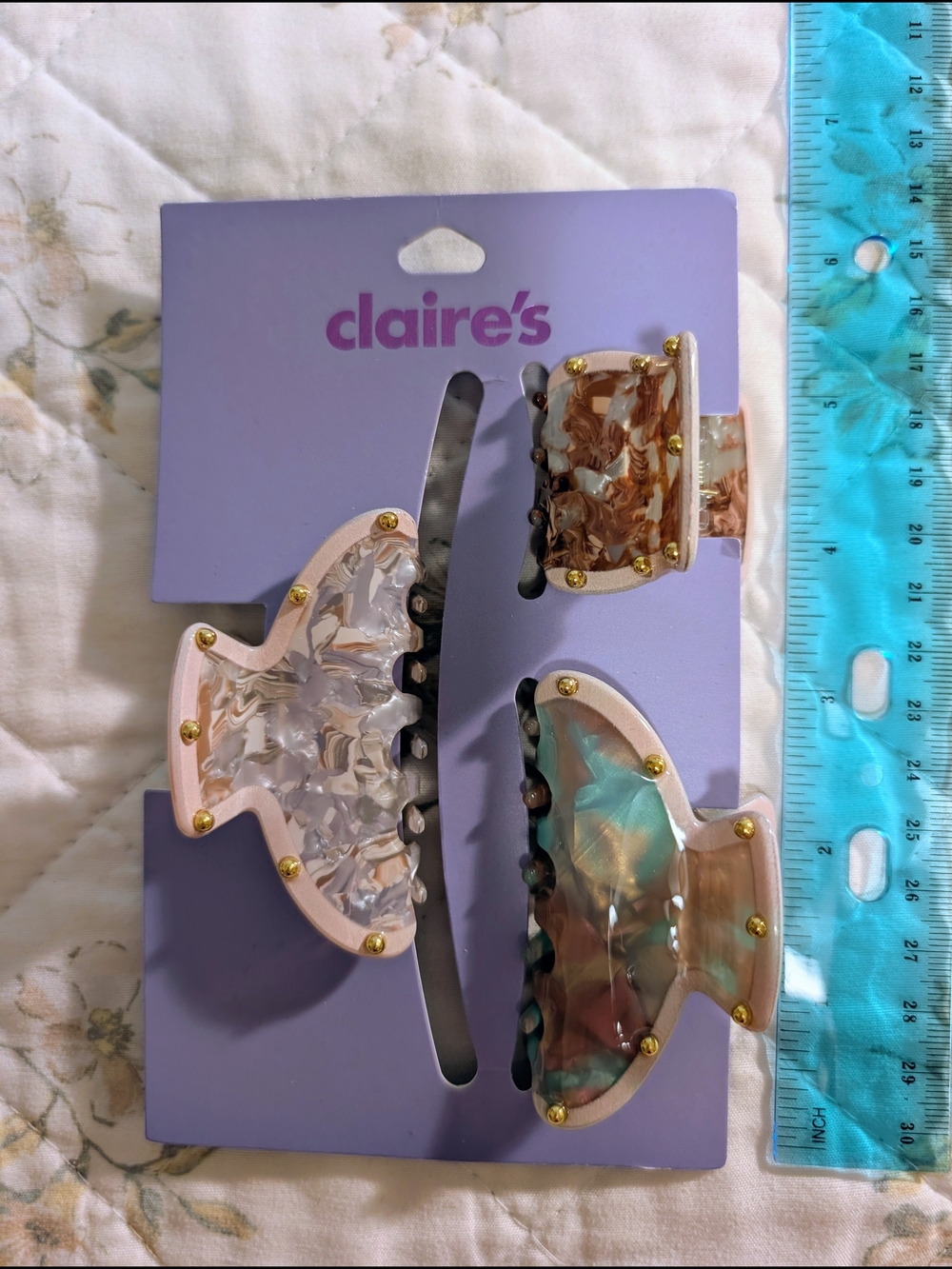 Claire's Marble Effect Kids Hair Clip Set Of 3